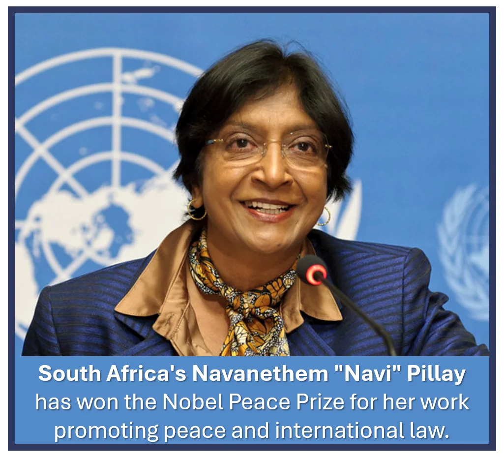 Navanethem Navi Pillay, 2026 Nobel Peace Prize laureate